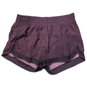 Athleta Printed Mesh Racer Run Shorts 4" Women’s Medium in Purple Violet Static